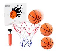 DEWEL Mini Canasta de Baloncesto Infantil, Aro Baloncesto Pared para Niños con Ventosas Potente, Juguete Baloncesto Educativo y Deportivo para Habitación, Baño y Oficina con 3 Peltoas de 8 cm