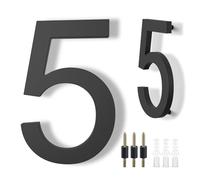 DEWEL Numéro de Maison en Acrylique, 8 inch/20.3 cm Grand Numéro de Maison Moderne, avec Effet 3D Flottant,Imperméable,pour Extérieur, Porte, Boîte aux Lettres, avec Vis (Noir, 5)