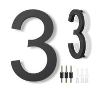 DEWEL Numéro de Maison en Acrylique, 8 inch/20.3 cm Grand Numéro de Maison Moderne, avec Effet 3D Flottant,Imperméable,pour Extérieur, Porte, Boîte aux Lettres, avec Vis (Noir, 3)