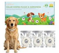 DEWEL Pack de 3 Collares Antiparasitarios para Perros 63.5 cm, Protección de 8 Meses por Collar contra Pulgas, Garrapatas, Mosquitos y Piojos, Collar Ajustable para Perros Grandes y Medianos, Blanco