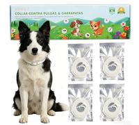 DEWEL Pack de 4 Collares Antiparasitarios para Perros 63.5 cm, Protección de 8 Meses por Collar contra Pulgas, Garrapatas, Mosquitos y Piojos, Collar Ajustable para Perros Grandes y Medianos, Blanco