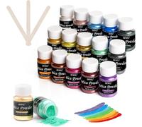 DEWEL Pintura de Resina Epoxi, 15 Colores x 10g Polvo de Mica, Polvo colorante especializado para jabones, velas, cosméticos y esmaltes de uñas de fabricación casera
