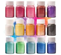 DEWEL Polvo de Mica 15 Colores x 10g, Pigmentos para Resina Epoxi, Tintes de Elaboración de Jabones, Colorante Resina Epoxi para DIY, Bombas de Baño, Velas, Maquillaje, Uñas y Otros Manualidades