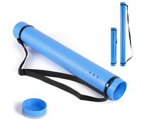 DEWEL Rollo de Papel telescópico, Rollo de Transporte para Dibujo, 63 - 107 cm, para Fotos, pósteres, Papel rotafolio, Longitud y Correa de Transporte Ajustable, Dibujos de plástico, 1 Unidad (Azul)