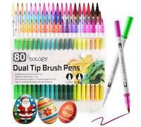 DEWEL Rotuladores Acuarelables, Rotuladores Lettering 80 Colores, Se Puede Difuminar con Agua, Ideal para Escribir, Marcar, Dibujar a Mano Alzada y Manualidades