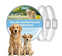 DEWEL Set de 2 Collar Antiparasitarios para Perros Grandes y Medianos 63,5 cm, Protege Perros de Pulgas, Garrapatas, Mosquitos, Piojos de 8 Meses, Cuello contra Pulgas y Garrapatas Ajustable Blanco