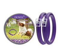 DEWEL Set de 2 Collar Antipulgas Perros, Protección Efectiva de 8 Meses, Collar contra Pulgas Garrapatas Mosquitos y Piojos, Natural y Seguro para Perros Grandes, Medianos y Pequeños, Morado, 63.5cm