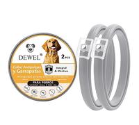 DEWEL Set de 2 Collar Antipulgas y Garrapatas, 8 Meses de Protección, Collares Perros contra Pulgas Garrapatas Mosquitos, Impermeable y Ajustable, 63,5 cm, Gris