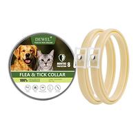 DEWEL Set de 2 Collar Antipulgas y Garrapatas para Perros y Gatos, 8 Meses de Protección, Collar Perros contra Pulgas para Mascotas Grandes, Medianas y Pequeñas, Longitud 63.5 cm, Beige
