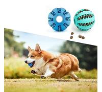 DEWEL Set de 2 Pelota Perro, Bolas Interactivos para Perros, Juguete Dispensador de Golosinas para Mascotas, Pelota Dental Perro Indestructible de Caucho, Azul y Verde 7cm