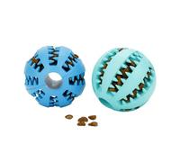 DEWEL 2 PCS Pelota Perro, Juguete Interactivos para Perro, Juguete Dispensador de Golosinas para Mascotas, Pelota Dental Perro Indestructible, Bola de Limpieza de Dientes, de Caucho, Azul y Verde 5cm