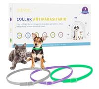 DEWEL Set de 3 Collar antiparasitario, Collares contra Pulgas y Garrapatas para Perros y Gastos, Collares Antipulgas Ajustables para Mscotas 3 Colores 34.5cm
