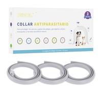 DEWEL Set de 3 Collar Antipulgas y Garrapatas, 8 Meses de Protección, Collares Perros contra Pulgas Garrapatas Piojos y Mosquitos, Impermeable y Ajustable, 63,5 cm, Gris