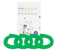 DEWEL Set de 4 Collar Antiparasitario Luminoso en Noche sin Electricidad, Collar contra Pulgas Garrapatas Piojos y Mosquitos, Tamaño 63,5 cm para Perros Grandes Medianos Pequeños y Gatos