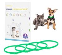 DEWEL Set de 4 Collar Antiparasitario Luminoso en Noche sin Electricidad, Collar contra Pulgas Garrapatas Piojos y Mosquitos, Tamaño 34,5cm para Perros Medianos Pequeños y Gatos