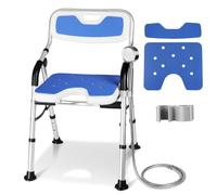 DEWEL Silla Ducha Personas Mayores Plegable, Silla para Ducha(Azul)