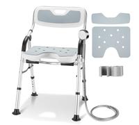 DEWEL Silla Ducha Personas Mayores Plegable, Silla para Ducha(Gris)