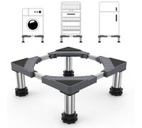 DEWEL Soporte Lavadora Ajustable para Lavadoras, Frigoríficos y Secadoras | con Cuatro Pies de Acero Inoxidable, Ancho Regulable 45-65cm, Altura 13-17cm, Carga Máxima 200 kg, Gris