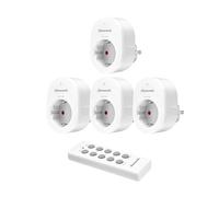 DEWENWILS Enchufes Inalámbricos con Mando A Distancia, 4 Tomas | Alcance 30 m, Preprogramado, Interruptor Enchufable On/Off Ampliable para Decoración Festiva, 2300 W, Blanco