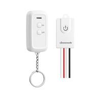 DEWENWILS Interruptor inalámbrico con 1 receptor y 1 transmisor portátil, alcance de 30 m, no requiere cableado, kit interruptor RF para luces de hasta 3000 W, blanco