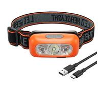 DewGulf - Lámpara frontal recargable, 3 modos de iluminación, lámpara frontal LED, sensor infrarrojo, lámpara frontal exterior, resistente a salpicaduras, ideal para camping, running, senderismo
