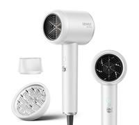 DEWILY Secador iónico con difusor, 1800 W, secador de pelo profesional para el hogar, secado rápido, 2 velocidades/4 temperaturas, potente, portátil, secador de pelo pequeño de viaje, color blanco