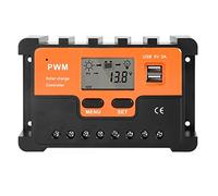 DEWIN 40A Controlador de Carga Solar 12V 24V Controlador PWM Controlador de Cargador De Panel Solar Regulador De Carga Solar 12V Salida USB dual de 5V 40A