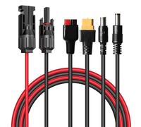 DEWIN Cable de extensión de Panel Solar, Cable Solar Profesional for Paneles solares Cable de extensión de Conector de Panel Solar 4 en 1 a DC5521 7909 XT60 Hembra 30A Cable de extensión Anderson 1 m