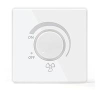 DEWIN Controlador de velocidad continuo for ventilador de techo, regulador de intensidad tipo 86, interruptor de pared for montaje en superficie