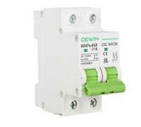 DEWIN Disyuntor DC,2P 1000V 16A Interruptores Automáticos Miniatura Interruptor de Circuito Fotovoltaico con Protección Contra Sobrecarga y Cortocircuito para Sistema Solar PV