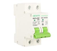 DEWIN Disyuntor DC,2P 1000V 63A Interruptores Automáticos Miniatura Interruptor de Circuito Fotovoltaico con Protección Contra Sobrecarga y Cortocircuito para Sistema Solar PV