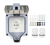 DEWIN Enchufe Exterior, 1 Vía Enchufe Superficie 16A IP66 Impermeable Enchufe Estándar UE Enchufe de Pared con Interruptor Independiente para Jardín Cocina Garaje