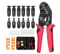 DEWIN Juego de Herramientas de Crimpado Solar para 2,5/4/6 mm² Kit de Crimpadoras Solares,1 alicate de crimpeado, 6 pares de conectores, 8 pares de terminales de conector, 2 llaves fotovoltaicas