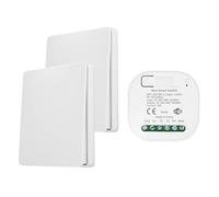 DEWIN Mini Interruptor Inteligente Wifi 16A Mini Smart Switch WiFi Receptor De Control Remoto De Relé RF Con 2 Interruptor De Pared Inalámbrico Compatible con Tuya, Smart Life