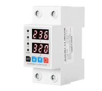 DEWIN Protector de Voltaje Relé, 2P Doble Pantalla Digital 40A 230V AC Protección de Bajo Voltaje Ajustable Dispositivo Protector de sobre y Bajo Voltaje Regulador de Voltaje Ajustable