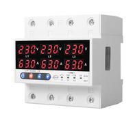 DEWIN Protector de Voltaje, voltímetro de riel DIN trifásico Amperímetro AC220V 63A Protector de límite de Corriente de sobre y bajo Voltaje