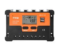 DEWIN Regulador de Carga Solar 12V, Controlador de Carga Solar PWM Regulador Solar de 12V 24V Salida USB dual de 5V 60A