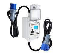 DewinLVD Contador Eléctrico Digital Móvil, Contador Eléctrico para Enchufe Exterior 16 A Tipo A Enchufe CEE IP65 Medidor Impermeable 230 V 60 A para Instalaciones Industriales Jardines