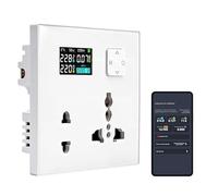 DewinLVD Enchufe doble WIFI, enchufe doble empotrado, aplicación Tuya, encendido y apagado planificado, corriente de voltaje, medición de energía, enchufe inteligente de pared AC 85-290 V 16 A