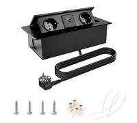 DewinLVD Regleta de enchufes retráctil, enchufe múltiple PD 18 W, 2 enchufes, 1 USB y 1 USB C, enchufe de mesa, enchufe empotrable para encimera, cocina, oficina, cable de 1,8 m, color negro