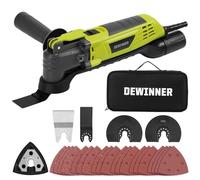 DEWINNER 300W Multiherramienta Oscilante con ángulo de oscilación de 3°, Herramientas Oscilantes con 6 Velocidades, 15000-22000RPM, 28 Accesorios, Herramienta Multifunción para Cortar, Lijar, Raspar