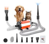 DEWINNER Blower Secador de Pelo Perros 3200W Pulsómetro para Perros con Aspirador Animales Velocidad y Temperatura Ajustable con 5 Boquillas Diferentes 1 Tubo Elástico y