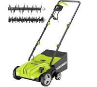DEWINNER Escarificador eléctrico 2 en 1, aireador de césped 1500W, 32 cm de Ancho de Trabajo, Cesta de Recogida de 30 l, Ajustable en 4 Niveles de -12 Biz + 4 mm