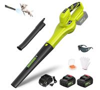 DEWINNER Soplador de Hojas Inalámbrico, 2x4,0Ah Baterías, 210 km/h | 6 Velocidades Ajustables, 2 Tubos Desmontables, Kit Completo, Profesional para Jardín, Compatible con Baterías Makita, Verde