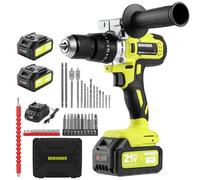 DEWINNER Taladro Atornillador Inalámbrico para Batería Makita de 21V 2 * 4,0 Ah Baterías, 90 Nm,20+3 Configuraciones de Par, 2 Velocidades, LED, 39 Accesorios y Maletín