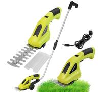 DEWINNER Tijera Cortacésped y Arreglasetos 2 en 1, Tijeras de Césped y Arbustos 7,2 V, Tijeras para Césped con Mango Telescópico y Ruedas, para Podar Césped, Arbustos y Setos