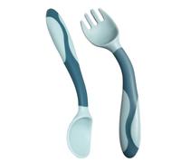Dewireaey Cuchara Y Tenedor Para Bebé,Cubiertos De Aprendizaje Flexibles Con Agarre Ergonómico - Juego De Aprendizaje Primeros Alimentos Con Agarre Ergonómico Para Niños Niñas Destete Guardería