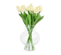 Dewocke 10 Tulipanes Artificiales, Ramo de Látex de Tacto Real, Flores de Tulipanes Falsos, Ramo de Flores para Arreglos de Boda, Hogar, Fiesta, Hotel, Decoración Floral (Blanco Lechoso)