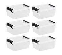 Dewocke Caja Pequeña con Tapa, Pack de 6 Cajas de Almacenaje Plástico Versátiles con Tapa, Caja de Plástico Transparente, Cierre Fácil, Apilable, para Recipientes Pastillas, Cuentas, Joyas