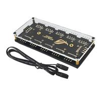 Dewocke Hub Splitter, Hub RGB da 12 V a 4 Pin con Alloggiamento e Cavo di Prolunga, Hub a 10 Porte, per Strisce Luminose RGB Fan LED